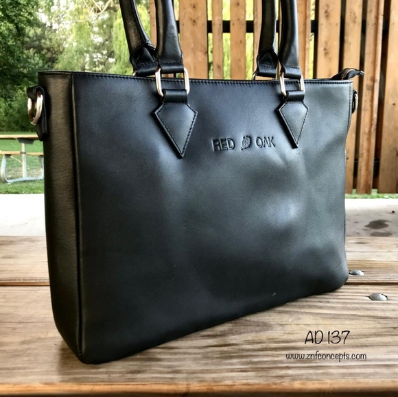 Leather Tote, Black Leather Tote - Picture 4 of 8